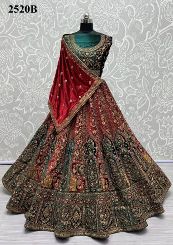 D.NO. 2520A TO 2520C BY ANJANI ART VELVET LEHENGA MANUFACTURER IN INDIA 